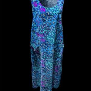 ✨ Handmade Vintage Blue & Purple Floral Corduroy Dress ✨